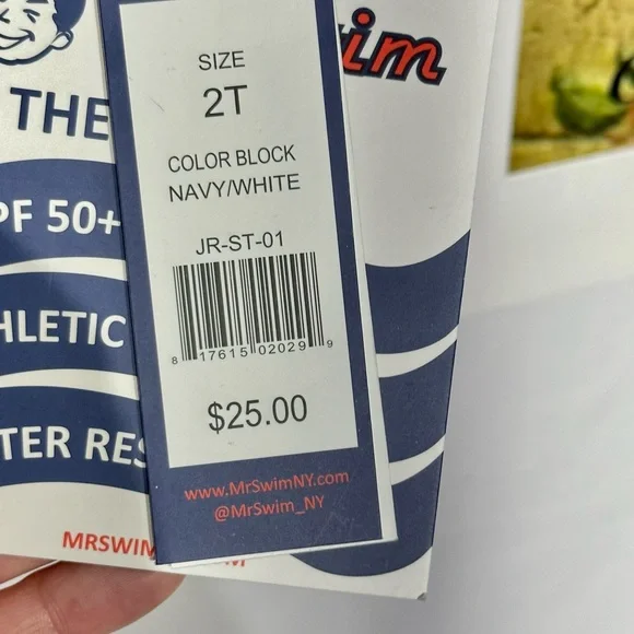 Jr. Swim NWT Color Block Swim Tee Navy/White  UPF 50+ Quick Dry 2T - Picture 4 of 10
